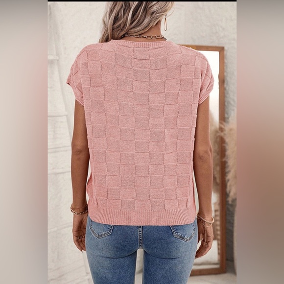 Dusty pink lattice texture knit sweater S M L - Picture 4 of 4